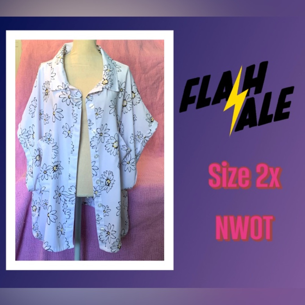SO White and Yellow Floral Camp Shirt